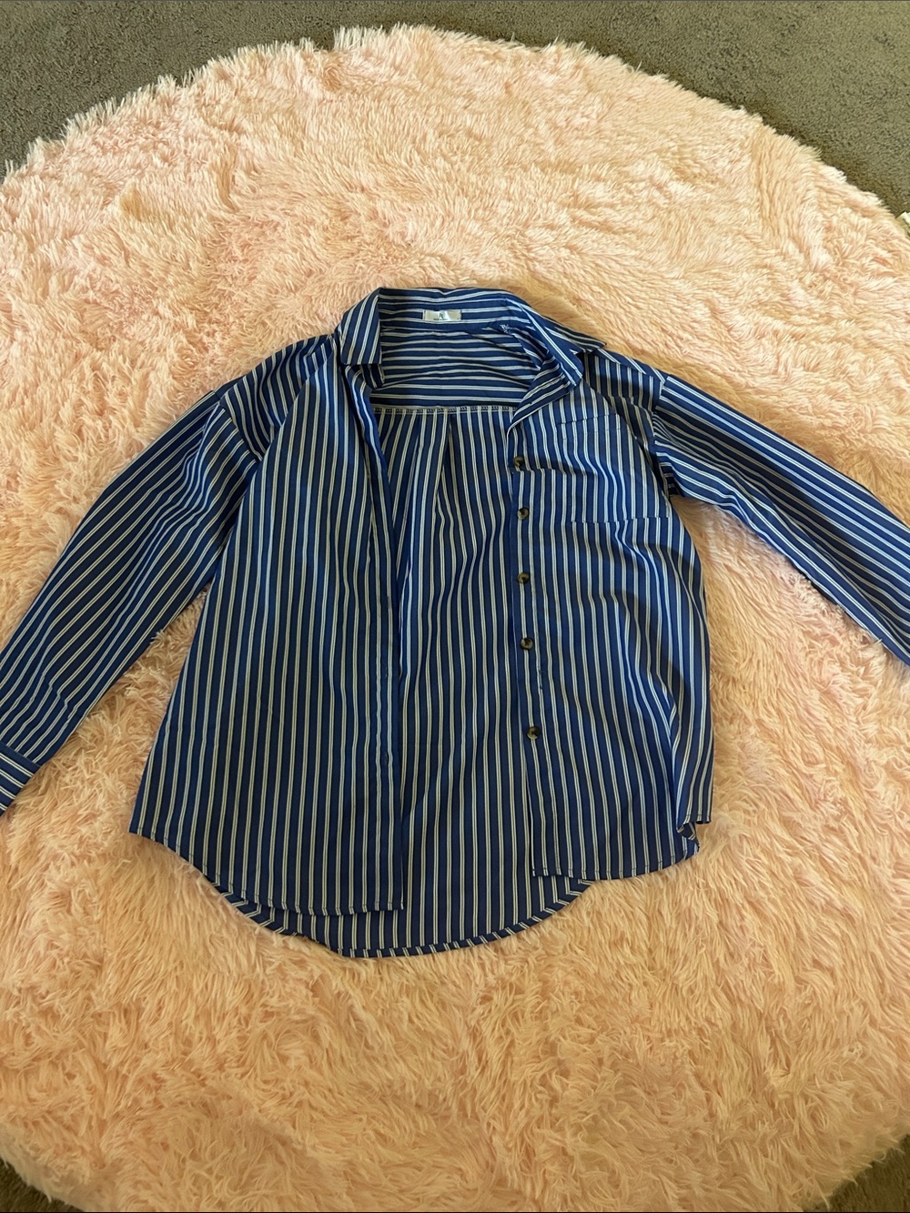 Blue Striped Button-Up Shirt